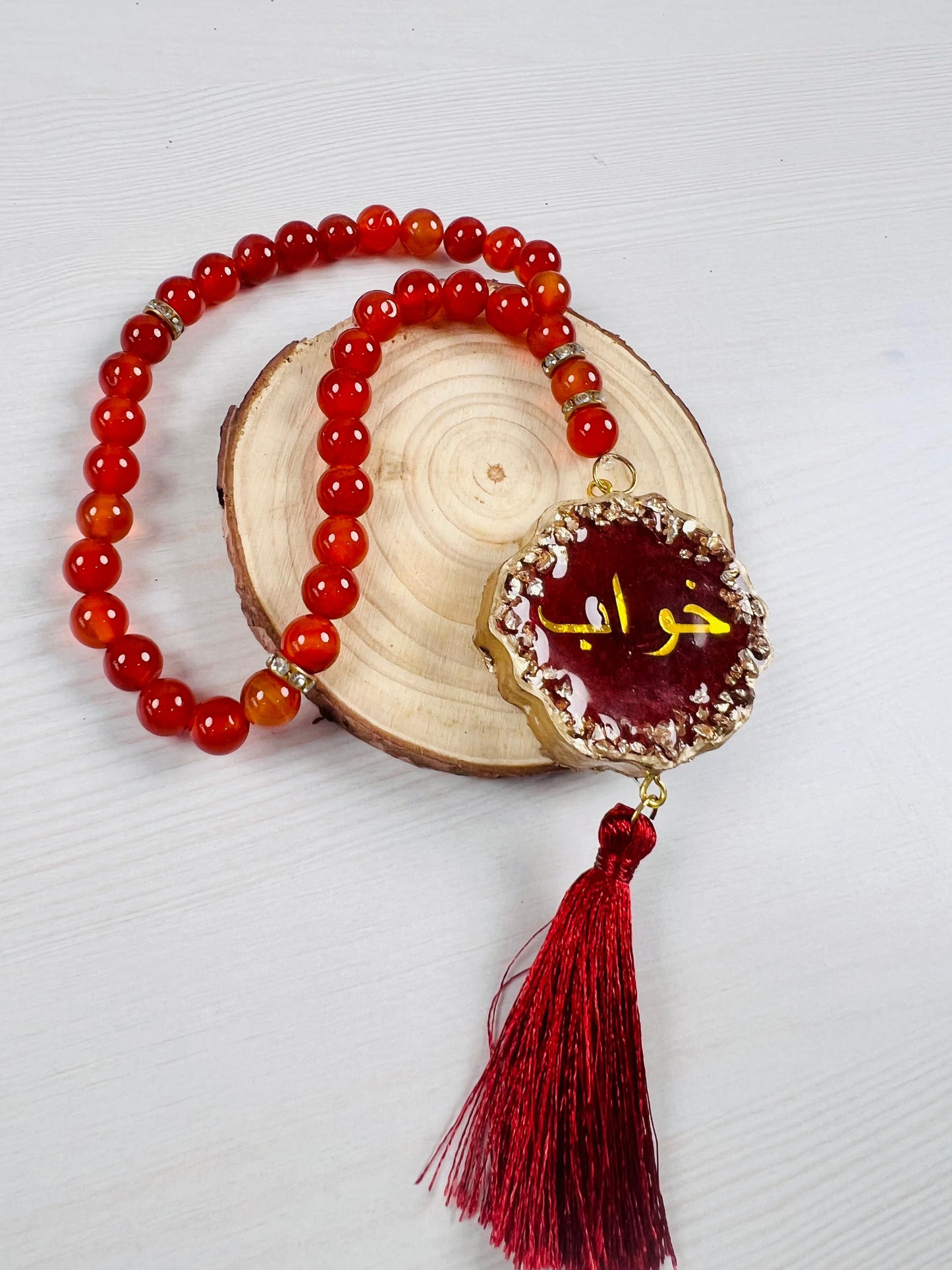 Natural Aqeeq Tasbeeh – 33 Beads | Handcrafted Genuine Stone Beads for Zikr & Meditation.