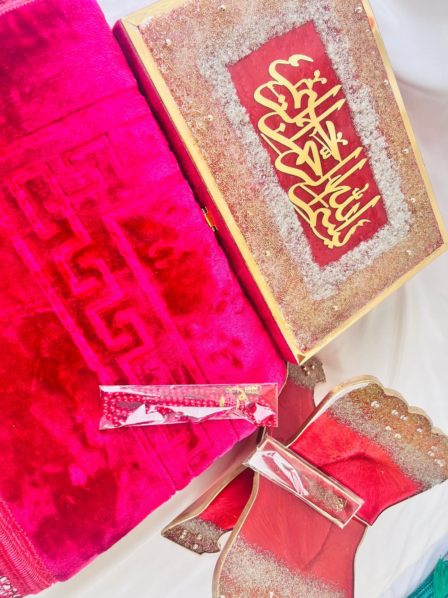 Maroon Elegance: Barkat-e-Jariyah Resin Quran Hamper | Quran Gift Set