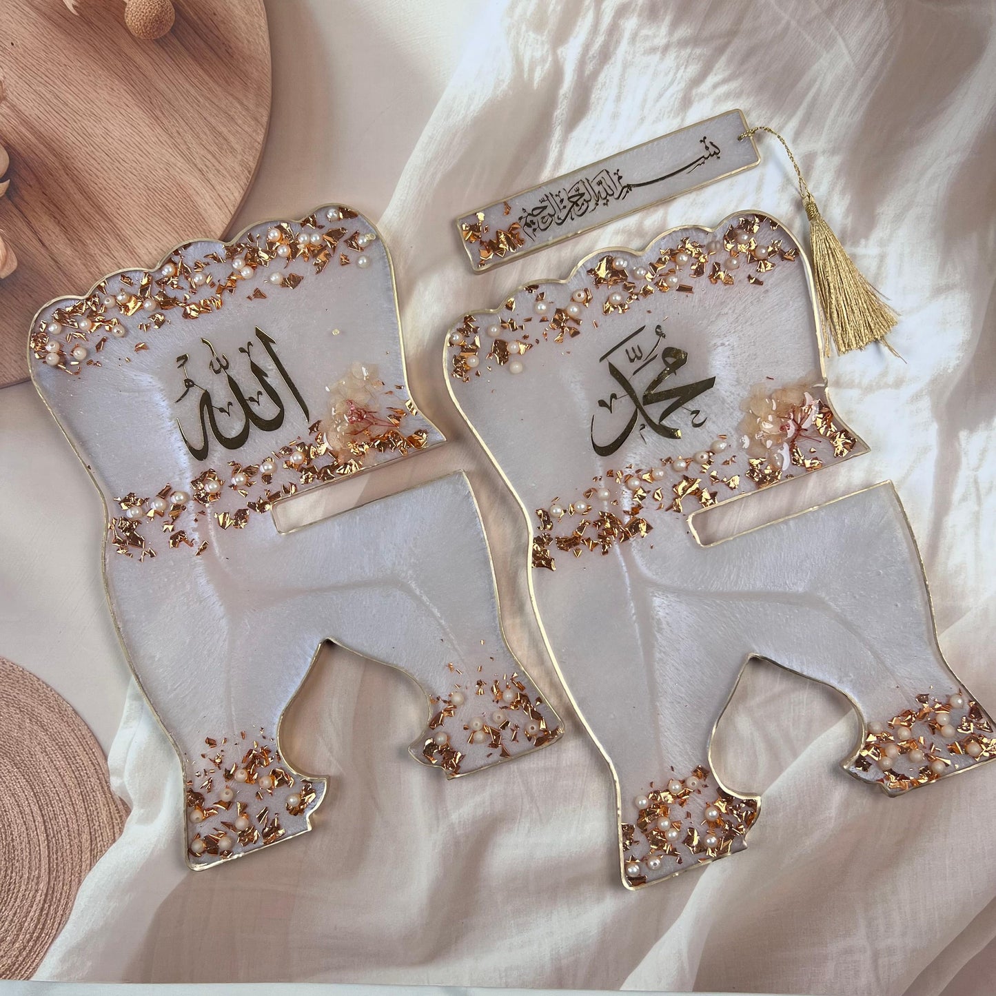 Luxury Resin Quran Rehal with Allah & Muhammad Calligraphy | Gift Ready | Ramadan Gift.