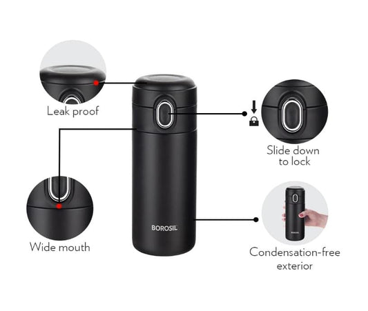 BOROSIL Traveler 300ml Stainless Steel Water Bottle Corporate Gifting.
