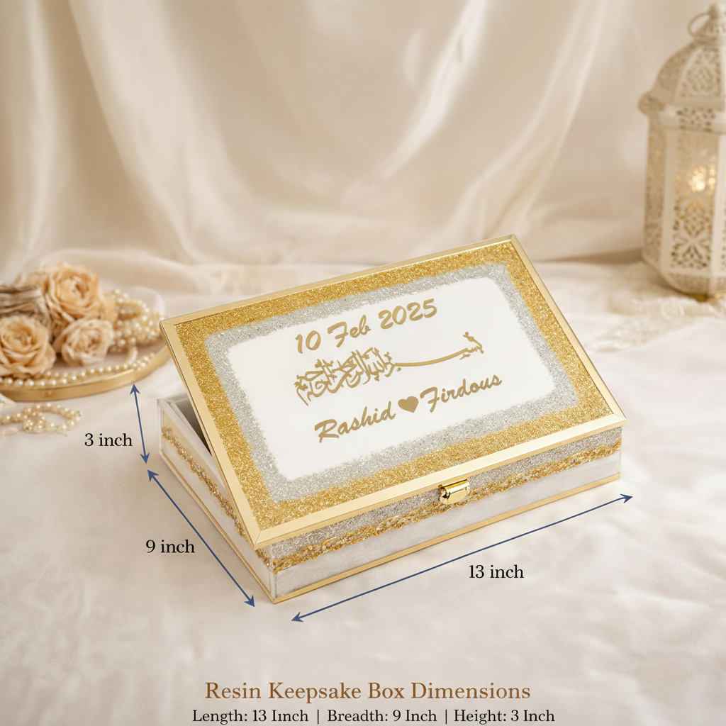 Luxury Personalized Resin Wedding Box only– A Timeless Nikah Keepsake