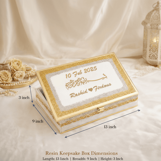Luxury Personalized Resin Wedding Box only– A Timeless Nikah Keepsake.