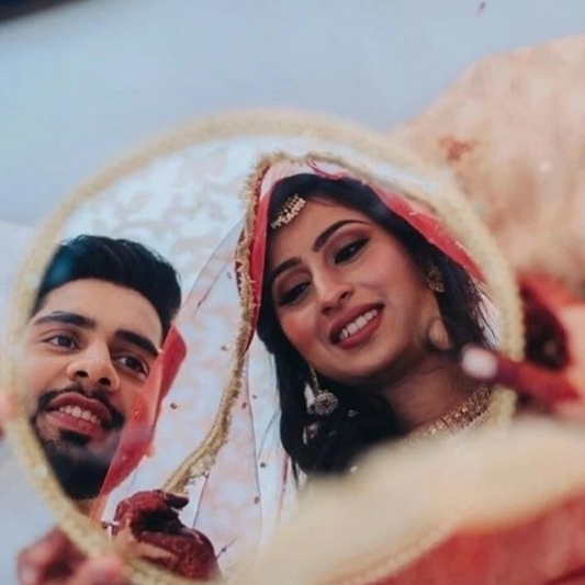 Decorative Nikah Mirror with Roses | 12-Inch Wedding Ceremony Mirror by Al-Hadaya