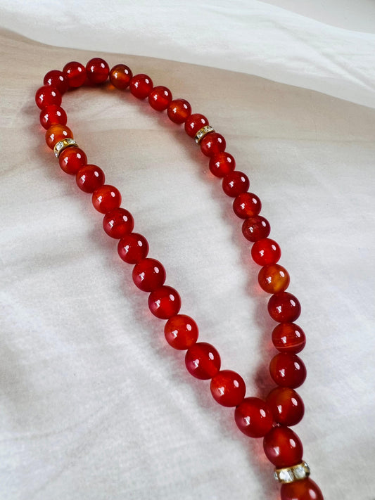 Natural Aqeeq Tasbeeh – 33 Beads | Handcrafted Genuine Stone Beads for Zikr & Meditation.