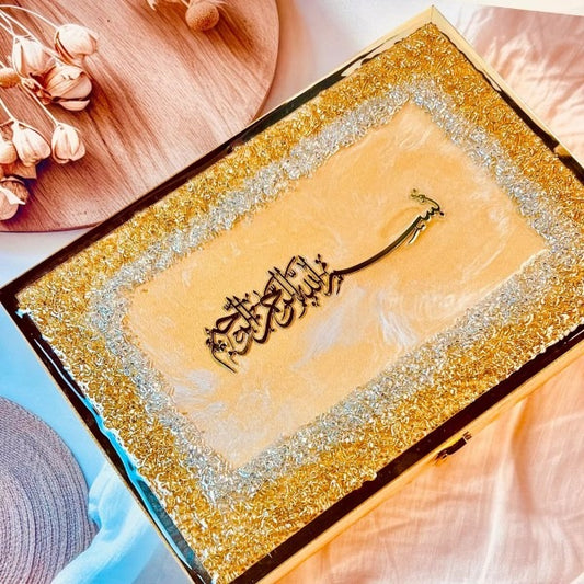 Golden Wedding Islamic Quran Resin Box perfect gift for nikah