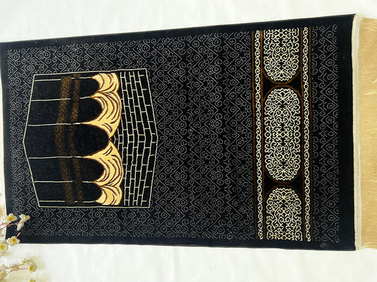 Kaaba Black Premium Turkish Chenille Namaz Mat.