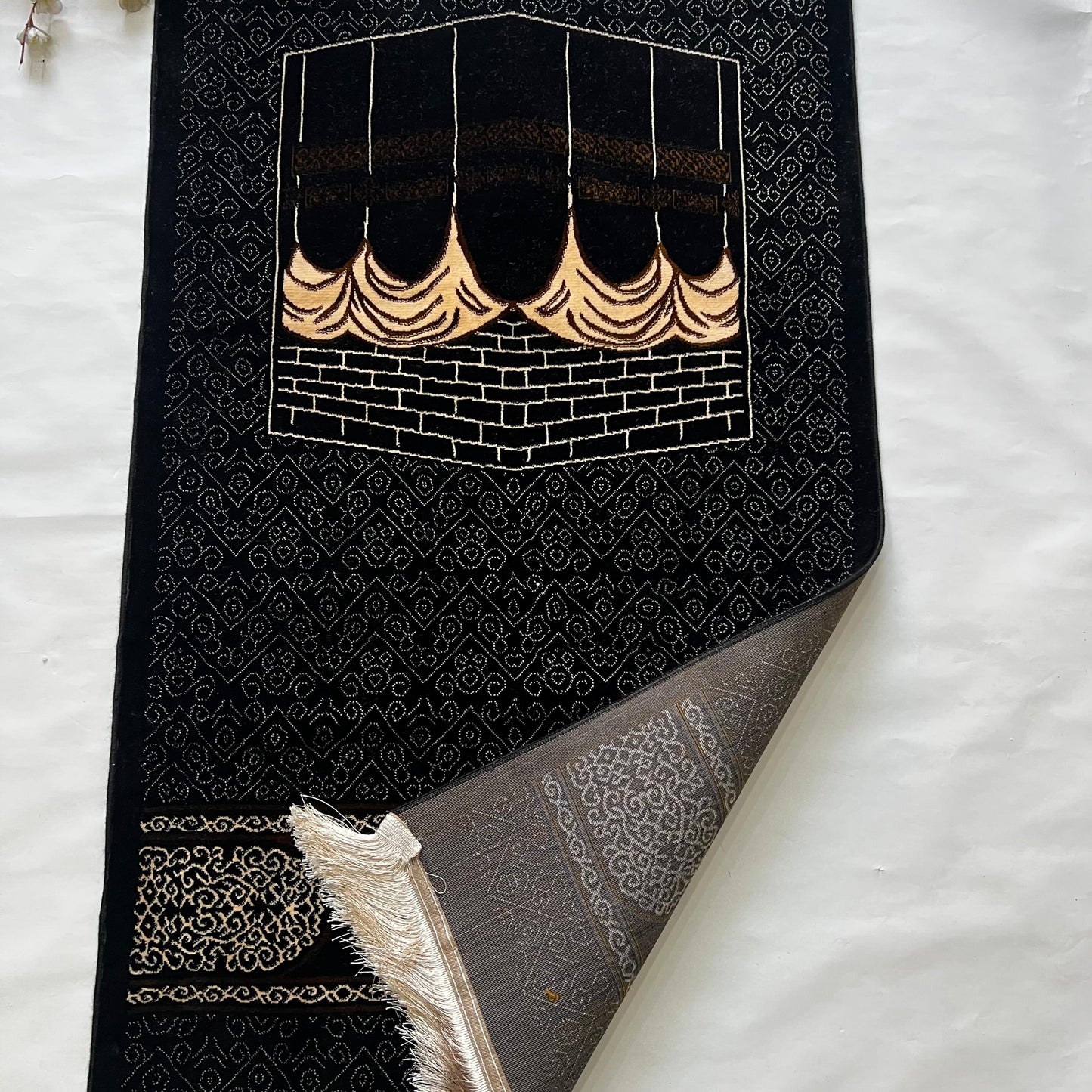 Kaaba Black Premium Turkish Chenille Namaz Mat.
