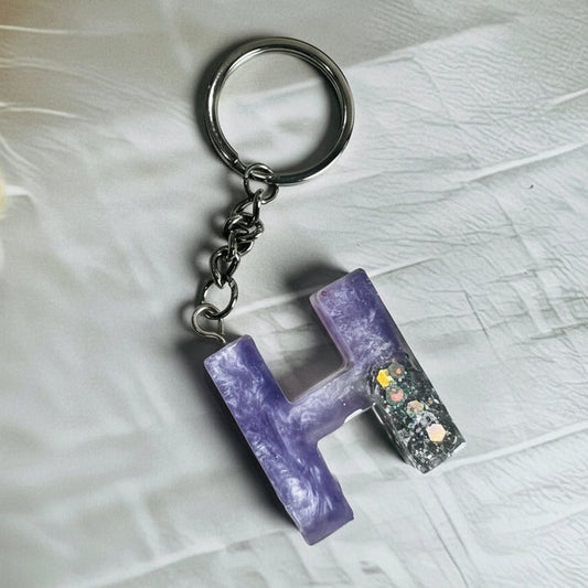 Premium Letter “H” Keychain – Elegant Personalized Accessory Resin art