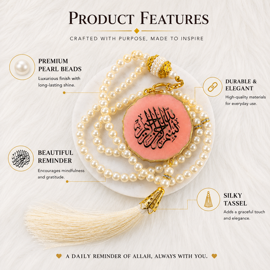 Misty Rose Bismillah Tasbih Dial for daily rememberance