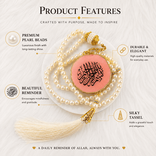 Misty Rose Bismillah Tasbih Dial for daily rememberance.