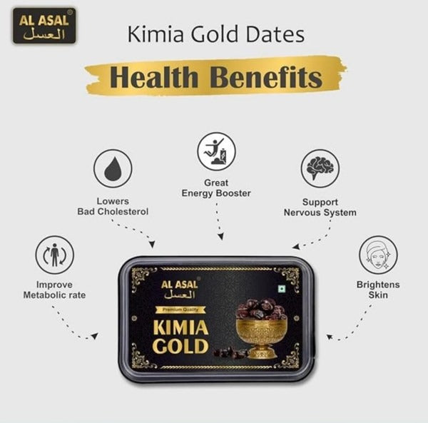 Kimia Gold Dates – all-natural 500 gm, perfect for ramadan gifts and on any occasional gifts