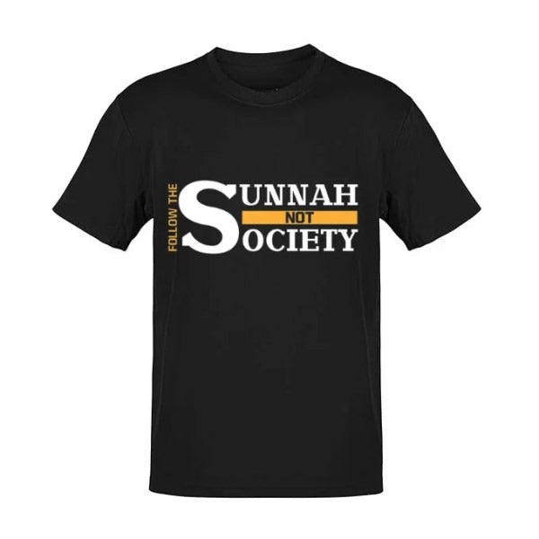 Premium black cotton Islamic T-shirt encouraging faith and modest living.