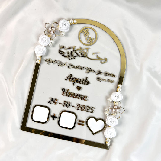 Personalized Nikah frame with custom thumb impressions, Nikah thumb board acrylic plate for weddings, Islamic marriage keepsake gift.