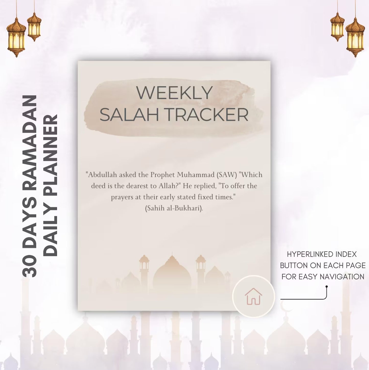 Ramadan digital planner PDF and hard copy for faith and productivity tracking.