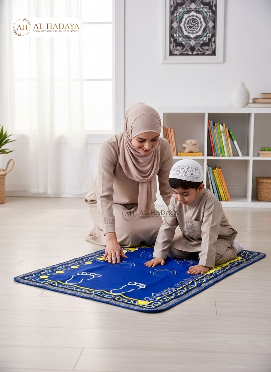 SAJADAH digital Salah mat for children, waterproof and fire-resistant with multi-language recitations.