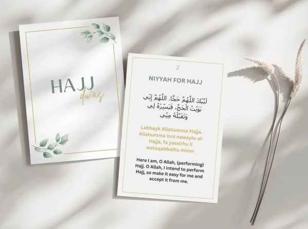Hajj Dua Cards, Hajj Duas Physical Cards, Duas For Hajj, Hajj Flashcards, Hajj Duas PDF| Total of 32 cards.