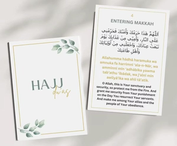 Hajj Dua Cards, Hajj Duas Physical Cards, Duas For Hajj, Hajj Flashcards, Hajj Duas PDF| Total of 32 cards.