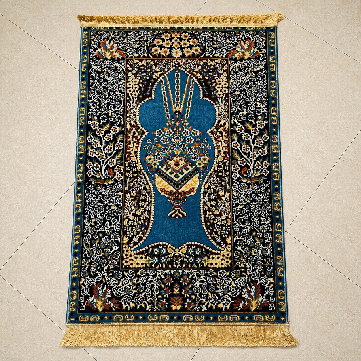 Floral Carpet-Style Janamaz | Luxury Islamic Prayer Rug
