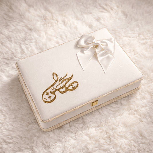 Classic White Quran Hamper with Rehal | Premium Velvet.
