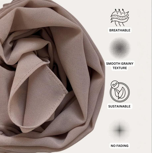 Beige Premium Chiffon Hijab.