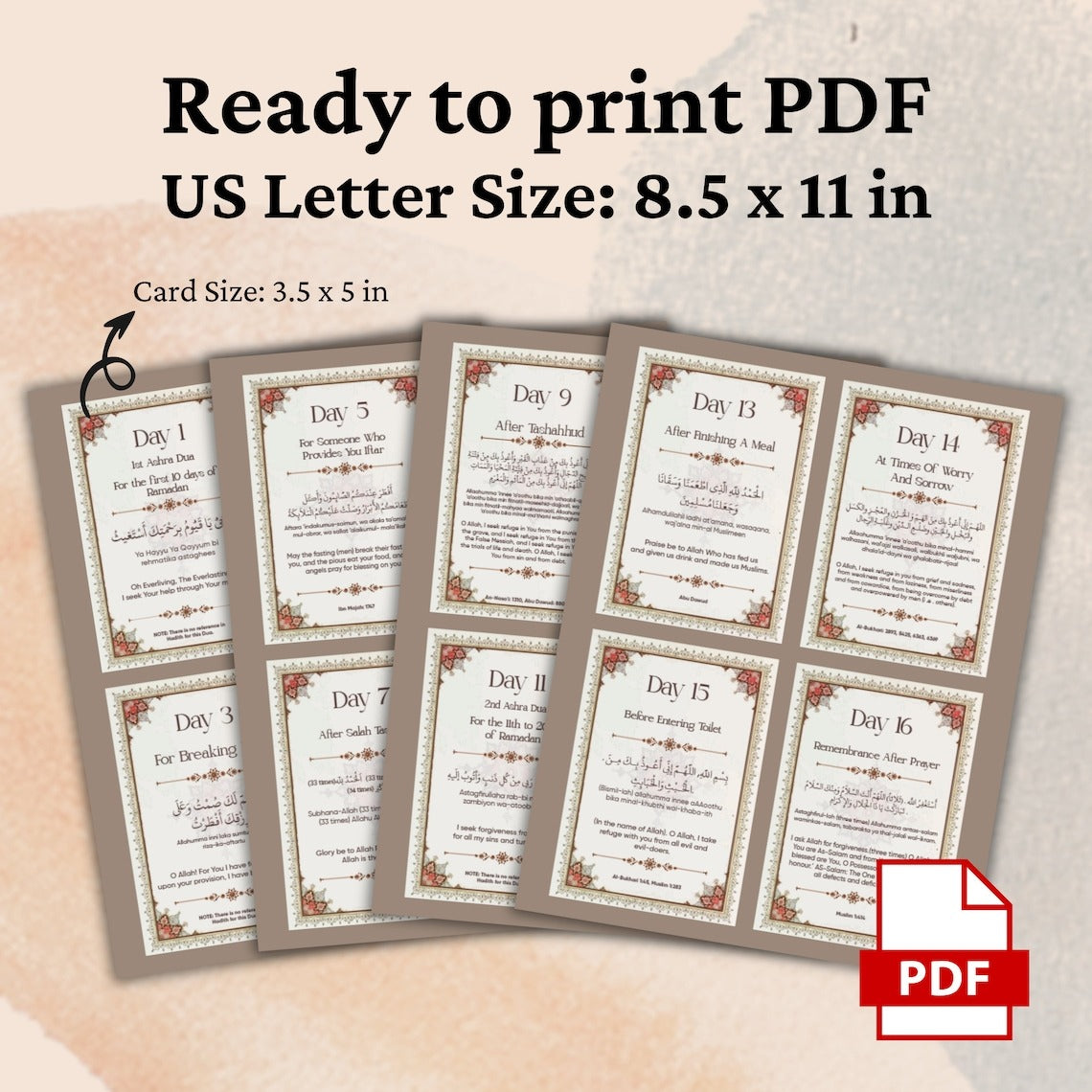 30 Ramadan Dua Cards | 30 Day Dua Ramadan Printable | 30 Day Ramadan Decor Dua Flashcard Islamic Dua Printable Ramadan Prayer Card