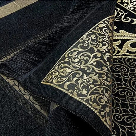 Islamic black white Prayer Gift Set – Kaaba Design Cylinder Box with Rug & Beads