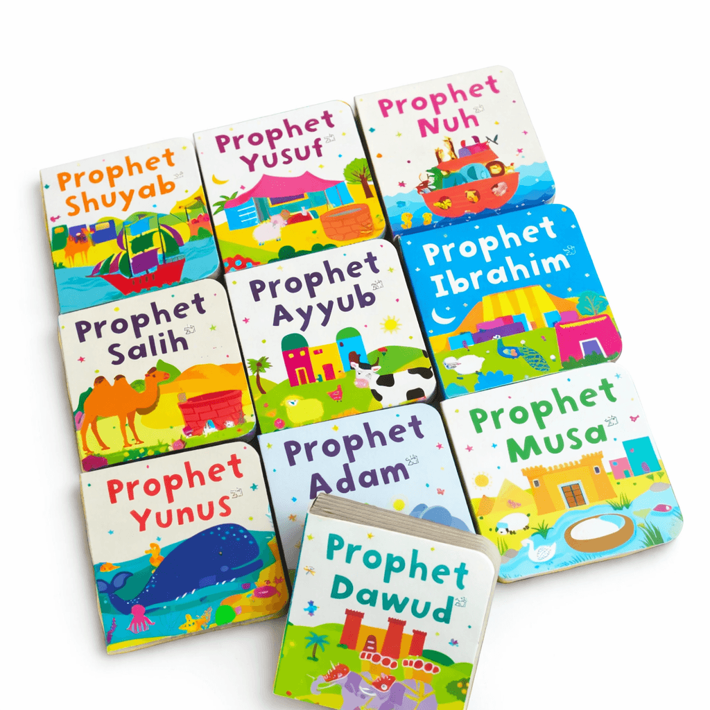 📚 Islamic Learning for Kids – Quran Stories Chunky Board Book Set (10 Books) Each book size: approx. 10 × 10 cm (around 4 × 4 inches).