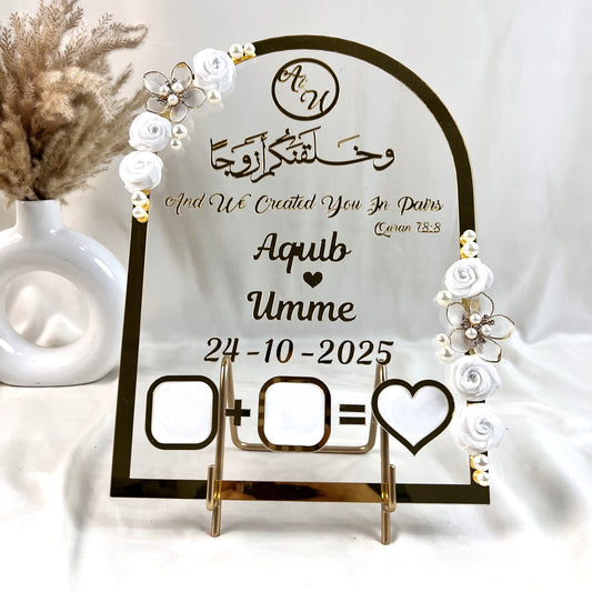 Personalized Nikah frame with custom thumb impressions, Nikah thumb board acrylic plate for weddings, Islamic marriage keepsake gift.