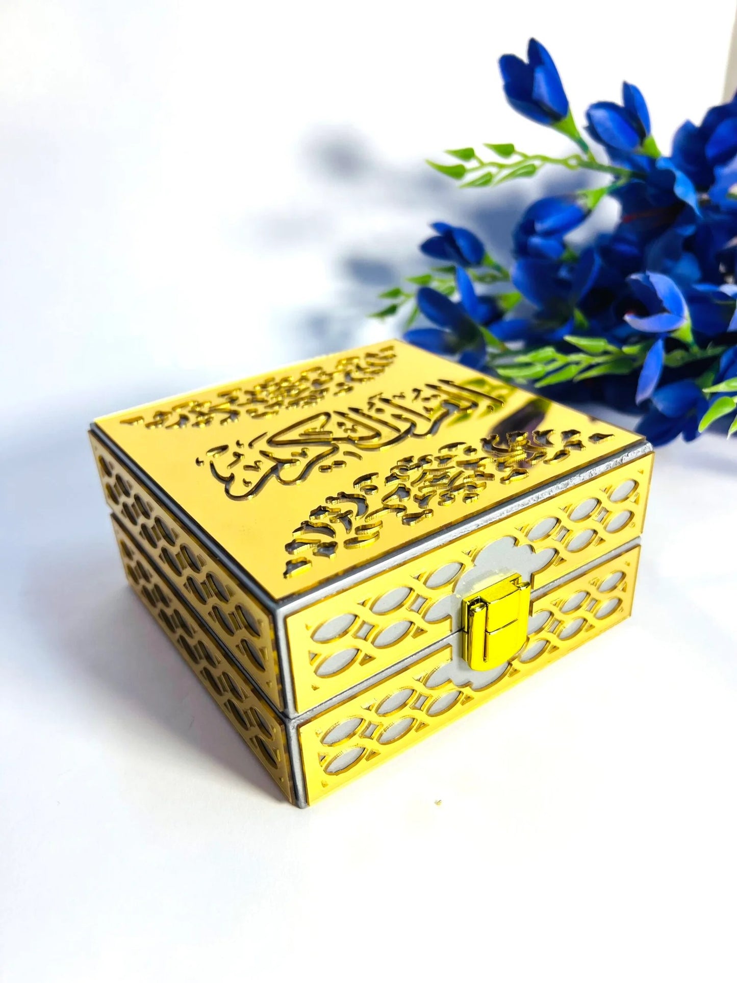 golden mini quran acrylic golden box