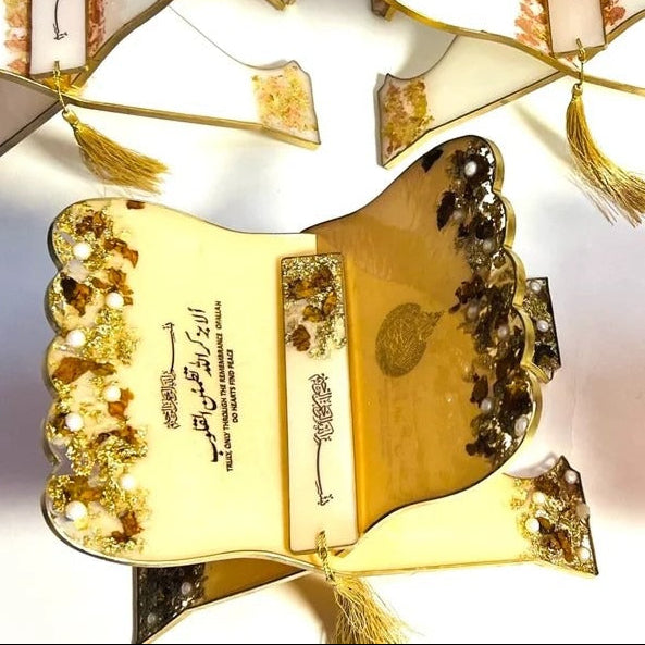 golden quran resin rehal stand or handle