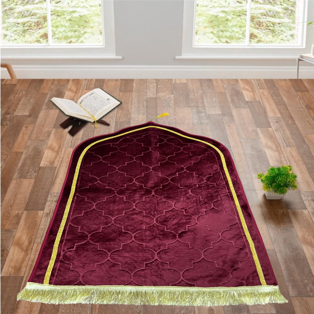 China dome shape maroon velvet prayer mat