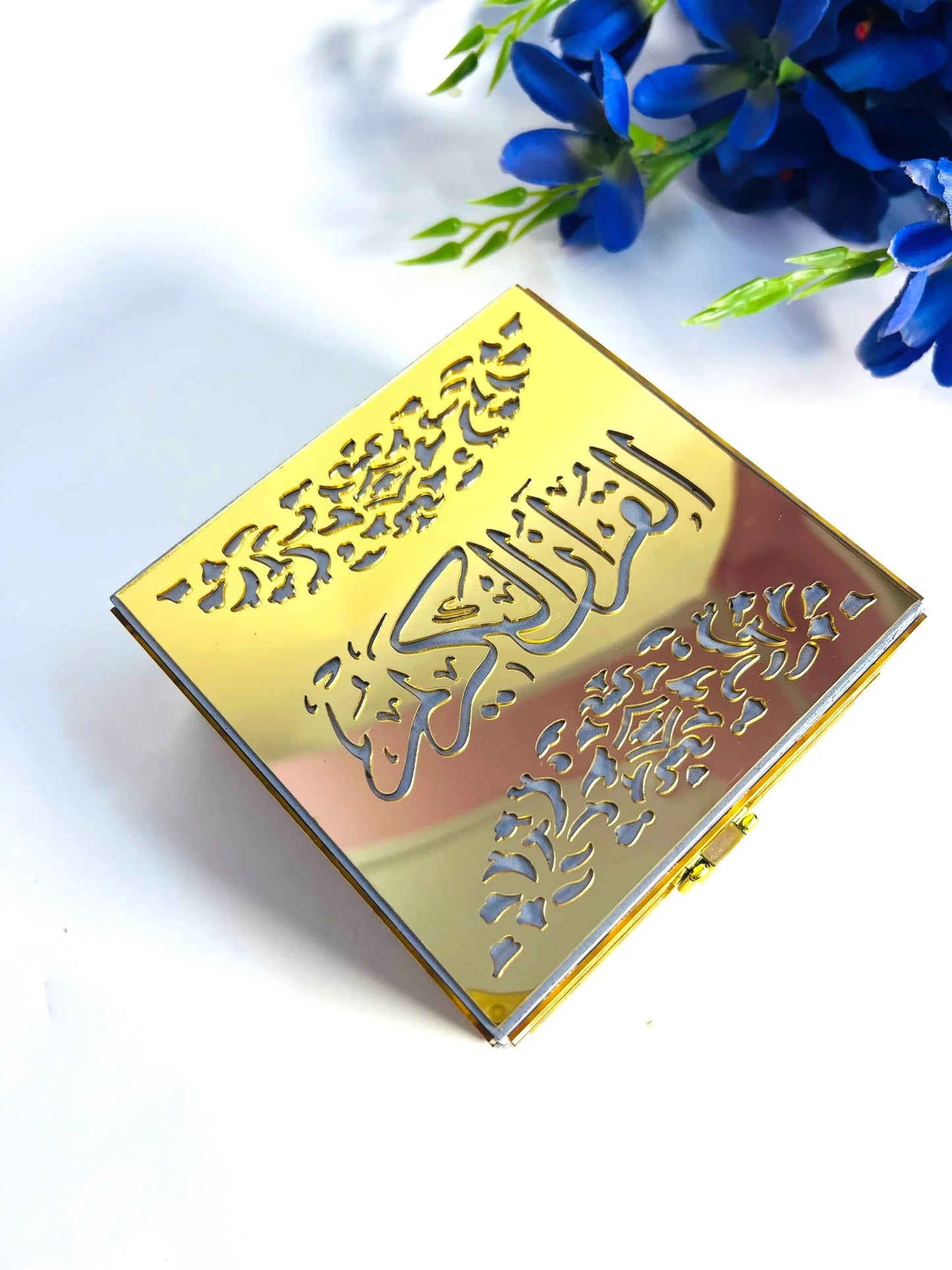 mini quran golden acrylic calligraphy golden box