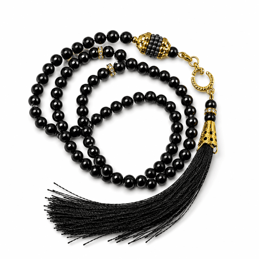 Black beaded tasbeeh with gold