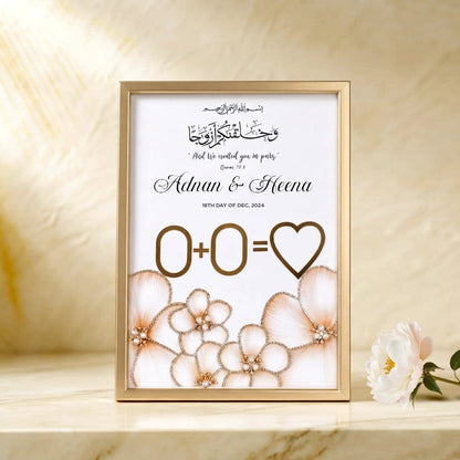 Golden Ivory Personalised Nikah Nama Frame – Thumbprint Islamic Wedding Keepsake Frame (A4 & A3)