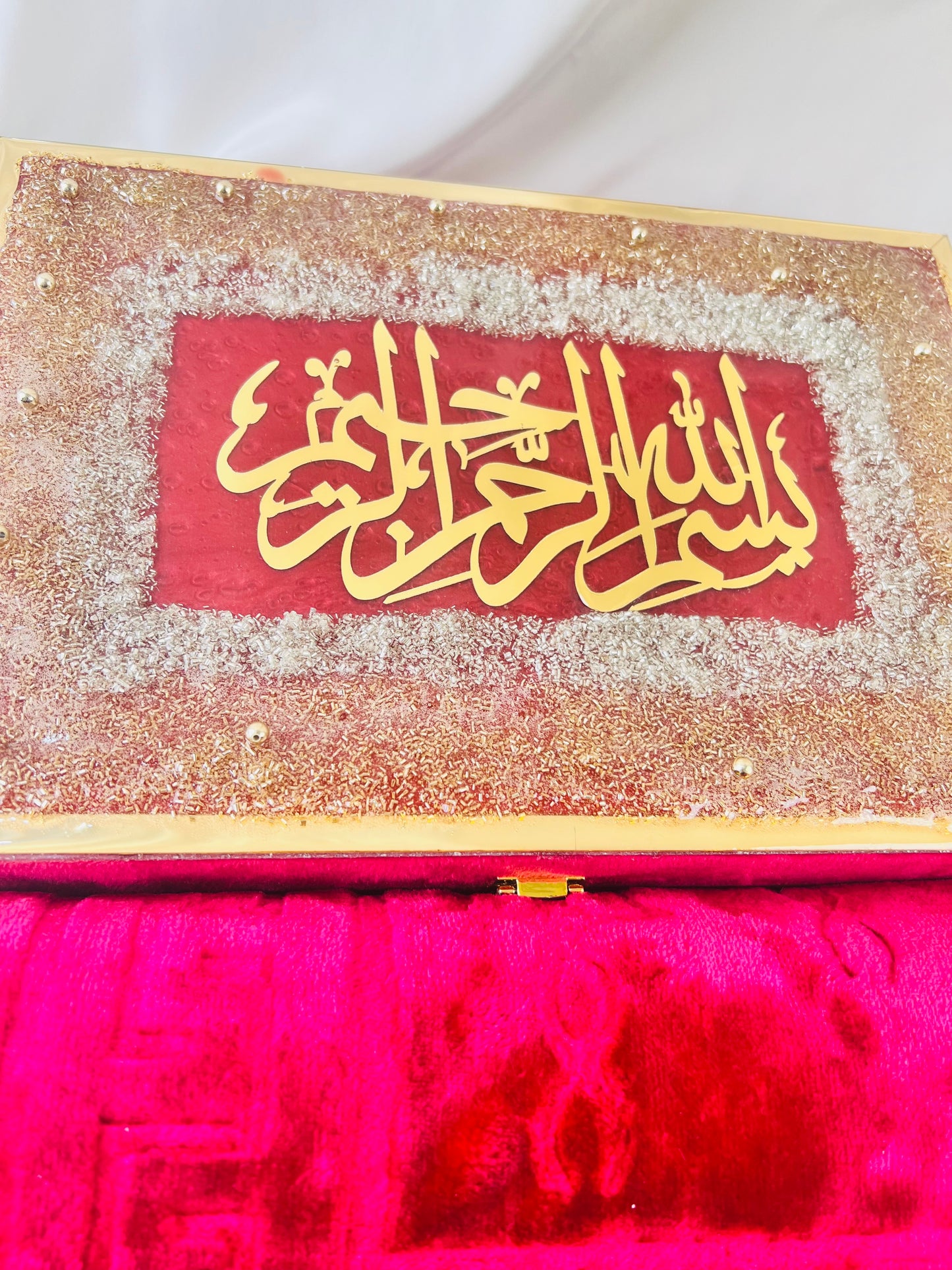 Maroon  Elegance: Barkat-e-Jariyah Resin Quran Hamper | Quran Gift Set