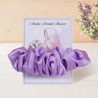Personalized Satin Scrunchie Card Favors for Bridal Shower