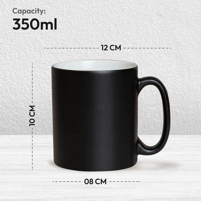 Personalized Matte Black Ceramic Birthday Mug with Charcoal Brushstroke and Custom Pink Name Script 4
