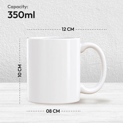 White Ceramic Birthday Mug with Happy Birthday To You Script on Beige Pastel Brushstroke 3