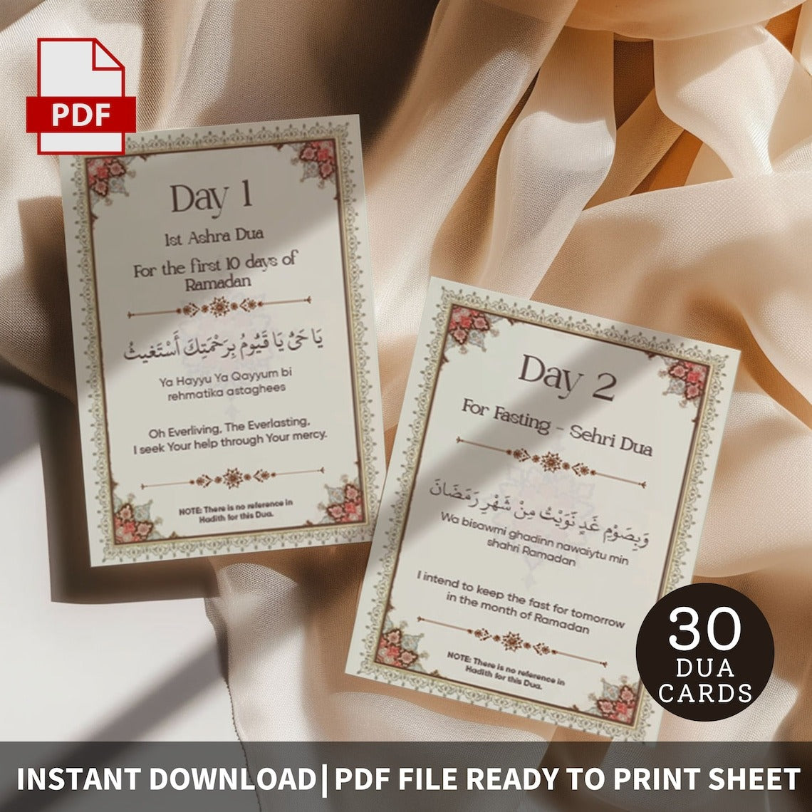 30 Ramadan Dua Cards | 30 Day Dua Ramadan Printable | 30 Day Ramadan Decor Dua Flashcard  Islamic Dua Printable Ramadan Prayer Card