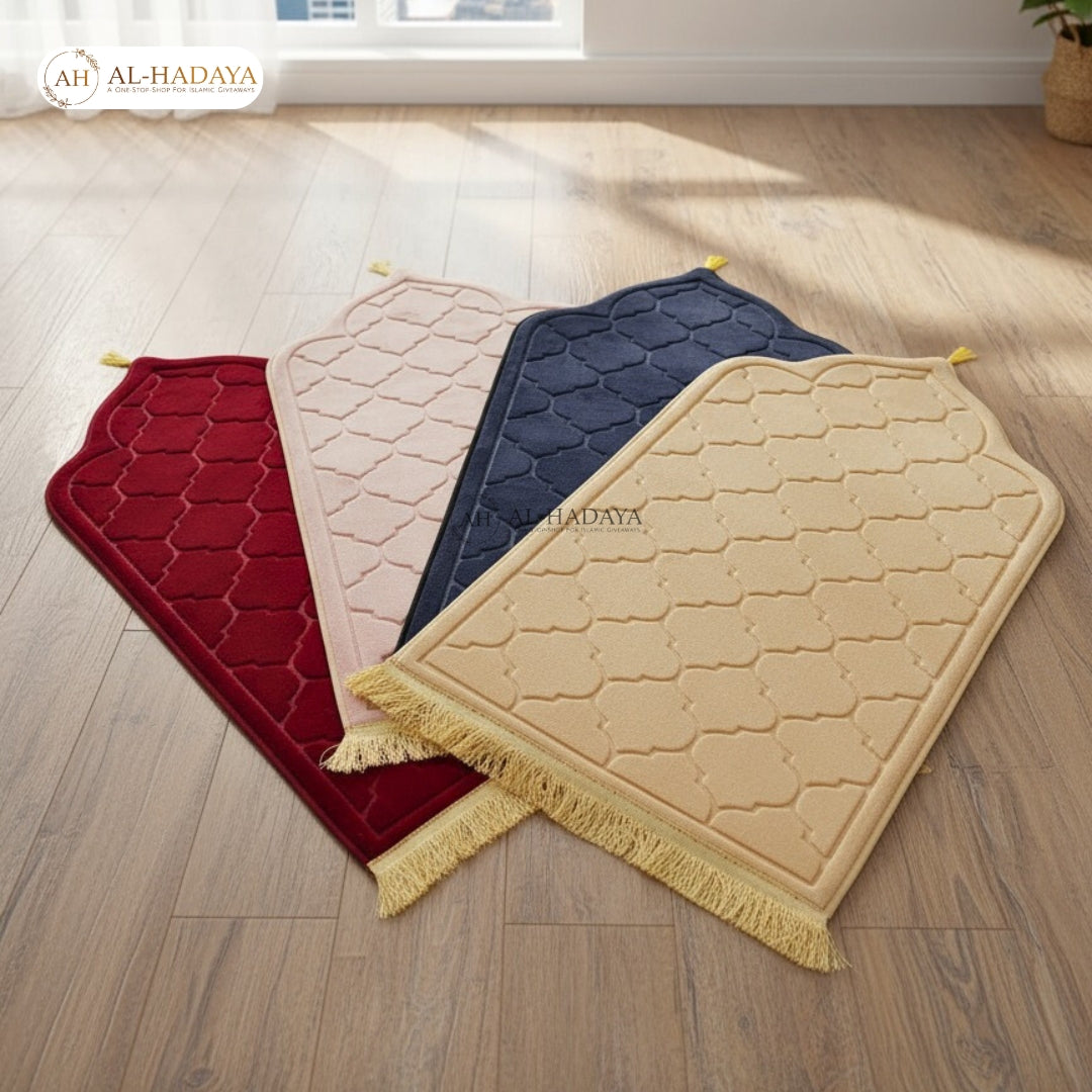 Thick Flannel Soft Prayer Mat for Muslim | Non-slip Ramadan Worship Embossed Carpet | Portable Prayer Floor Rug Gifts