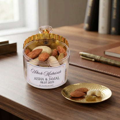 Personalized The Nikah Luxe Jar with Gold Crown Lid and Crystal Knob for Nikah Favors 4