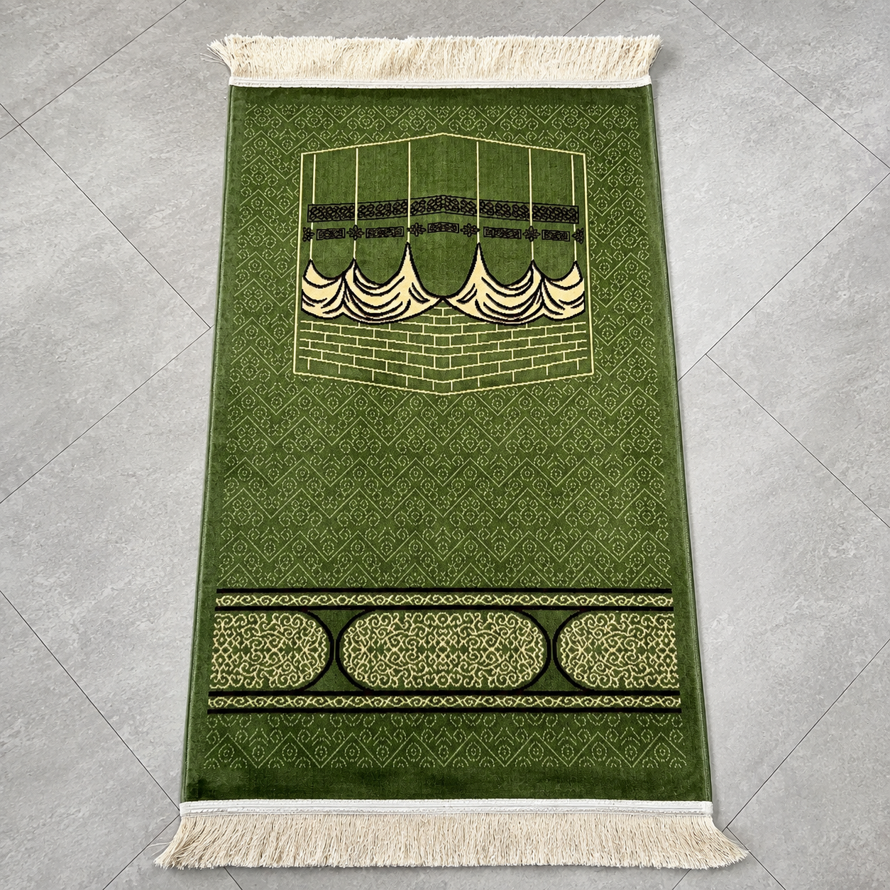 Green Turkish Janemaz – Premium Kaba Design Prayer Mat