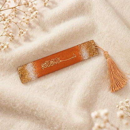 Personalized Resin Bookmark Favor with Gold Calligraphy Name and Cream Tassel 13