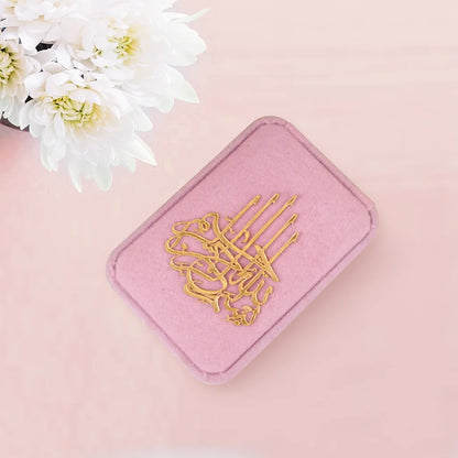 Personalized Red Velvet Tasbeeh Combo Favor Box with Gold Arabic Calligraphy Motif