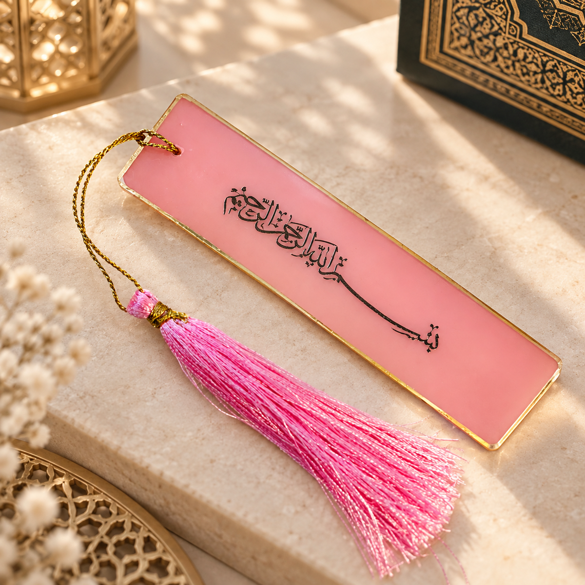 Pink Epoxy Resin Bookmark | Quran Bookmark | Handmade Book Marker