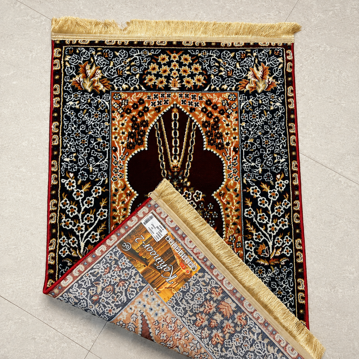 Premium Persian Design Prayer Mat with Fringed Finish