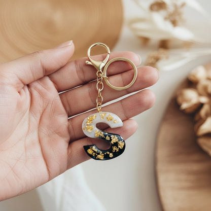 Premium Resin Letter “S” Keychain – Personalised Alphabet Key-chain for Bags & Keys