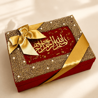 Red Couple Quran Hamper | Resin Islamic Gift Set for Couple.