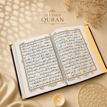 Purple  Velvet Arabic Colour-Coded Quran Glossy Pages