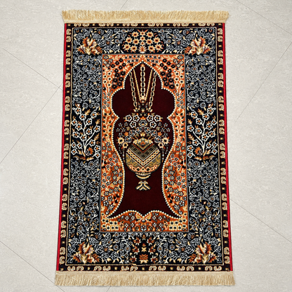Premium Persian Design Prayer Mat with Fringed Finish